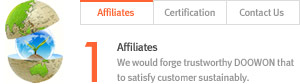 Affiliates : We would forge trustworthy DOOWON that to satisfy customer sustainably.